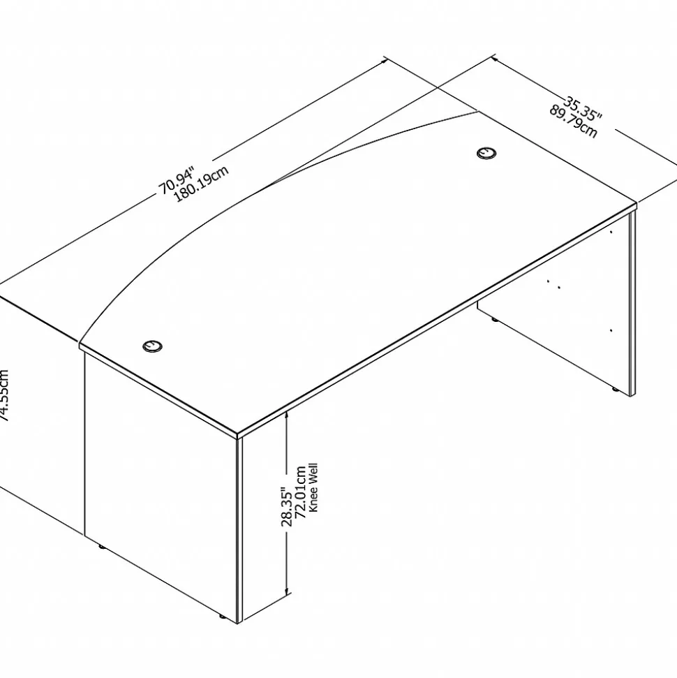 Bush Business Furniture Studio C 72"W Bow Front Desk, Platinum Gray (SCD172PG)