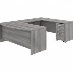 Bush Business Furniture Studio C 72"W U Shaped Desk with Mobile File Cabinet, Platinum Gray (STC004PGSU)