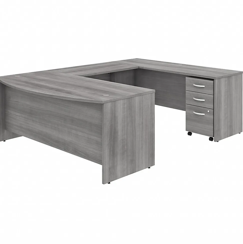 Bush Business Furniture Studio C 72"W U Shaped Desk with Mobile File Cabinet, Platinum Gray (STC004PGSU)