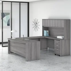 Bush Business Furniture Studio C 72"W U Shaped Desk with Hutch and Mobile File Cabinet, Platinum Gray (STC003PGSU)