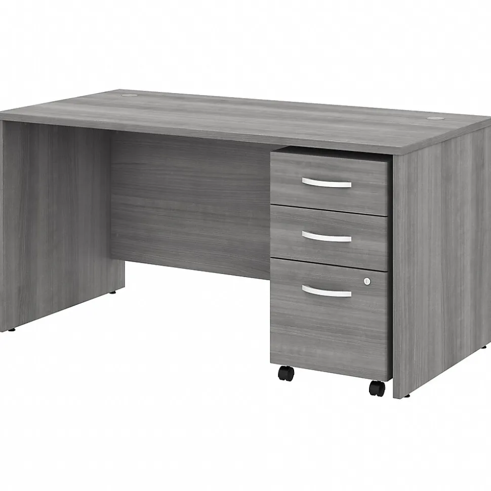 Bush Business Furniture Studio C 60"W Office Desk with Mobile File Cabinet, Platinum Gray (STC014PGSU)