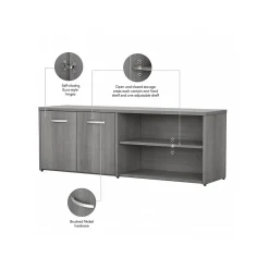 Bush Business Furniture Studio C Low Storage Cabinet with Doors and Shelves, Platinum Gray (SCS160PG)