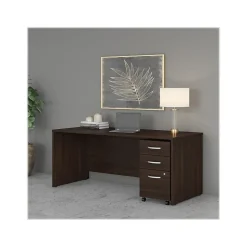 Bush Business Furniture Studio C 72"W Office Desk with Mobile File Cabinet, Black Walnut (STC013BWSU)