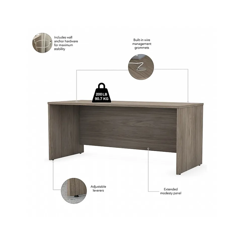 Bush Business Furniture Studio C 72"W Office Desk, Modern Hickory (SCD272MH)