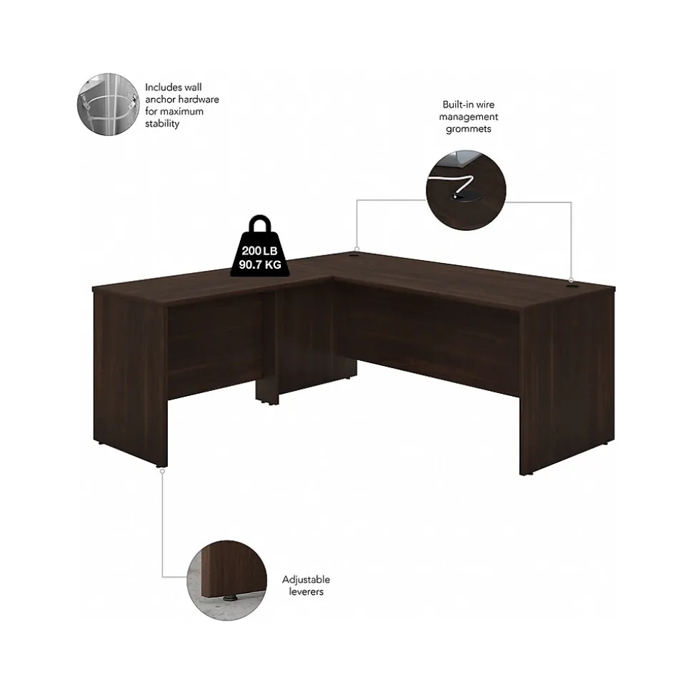 Bush Business Furniture Studio C 72"W L Shaped Desk with Hutch, Mobile File Cabinet and Return, Black Walnut (STC006BWSU)