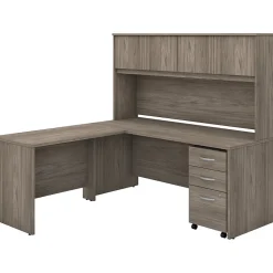 Bush Business Furniture Studio C 72"W L Shaped Desk with Hutch, Mobile File Cabinet and Return, Modern Hickory (STC006MHSU)