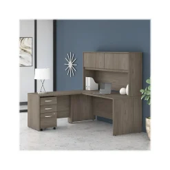 Bush Business Furniture Studio C 72"W L Shaped Desk with Hutch, Mobile File Cabinet and Return, Modern Hickory (STC006MHSU)