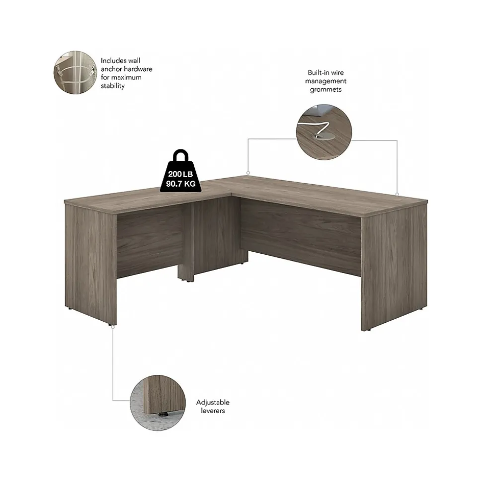 Bush Business Furniture Studio C 72"W L Shaped Desk with Hutch, Mobile File Cabinet and Return, Modern Hickory (STC006MHSU)