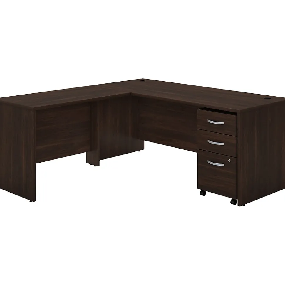 Bush Business Furniture Studio C 72"W L Shaped Desk with Mobile File Cabinet and Return, Black Walnut (STC007BWSU)