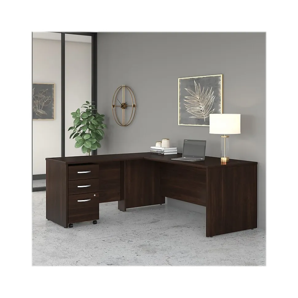 Bush Business Furniture Studio C 72"W L Shaped Desk with Mobile File Cabinet and Return, Black Walnut (STC007BWSU)