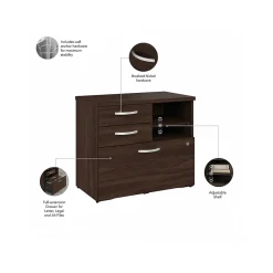 Bush Business Furniture Studio C Office Storage Cabinet with Drawers and Shelves, Black Walnut (SCF130BWSU)