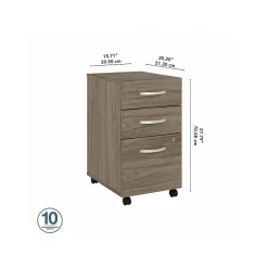 Bush Business Furniture Studio C 3-Drawer Mobile Vertical File Cabinet, Letter/Legal Size, Lockable, Modern Hickory (SCF216MHSU)