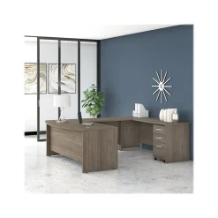 Bush Business Furniture Studio C 72"W U Shaped Desk with Mobile File Cabinet, Modern Hickory (STC004MHSU)