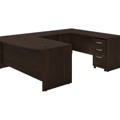 Bush Business Furniture Studio C 72"W U Shaped Desk with Mobile File Cabinet, Black Walnut (STC004BWSU)