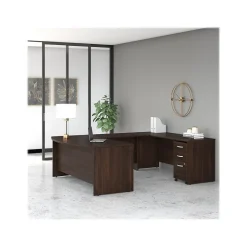 Bush Business Furniture Studio C 72"W U Shaped Desk with Mobile File Cabinet, Black Walnut (STC004BWSU)