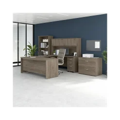 Bush Business Furniture Studio C 72"W U-Shaped Desk, Hutch, Bookcase, and File Cabinets, Modern Hickory (STC001MHSU)