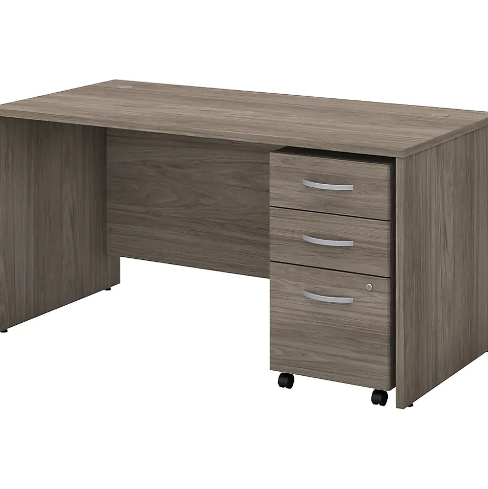 Bush Business Furniture Studio C 60"W Office Desk with Mobile File Cabinet, Modern Hickory (STC014MHSU)