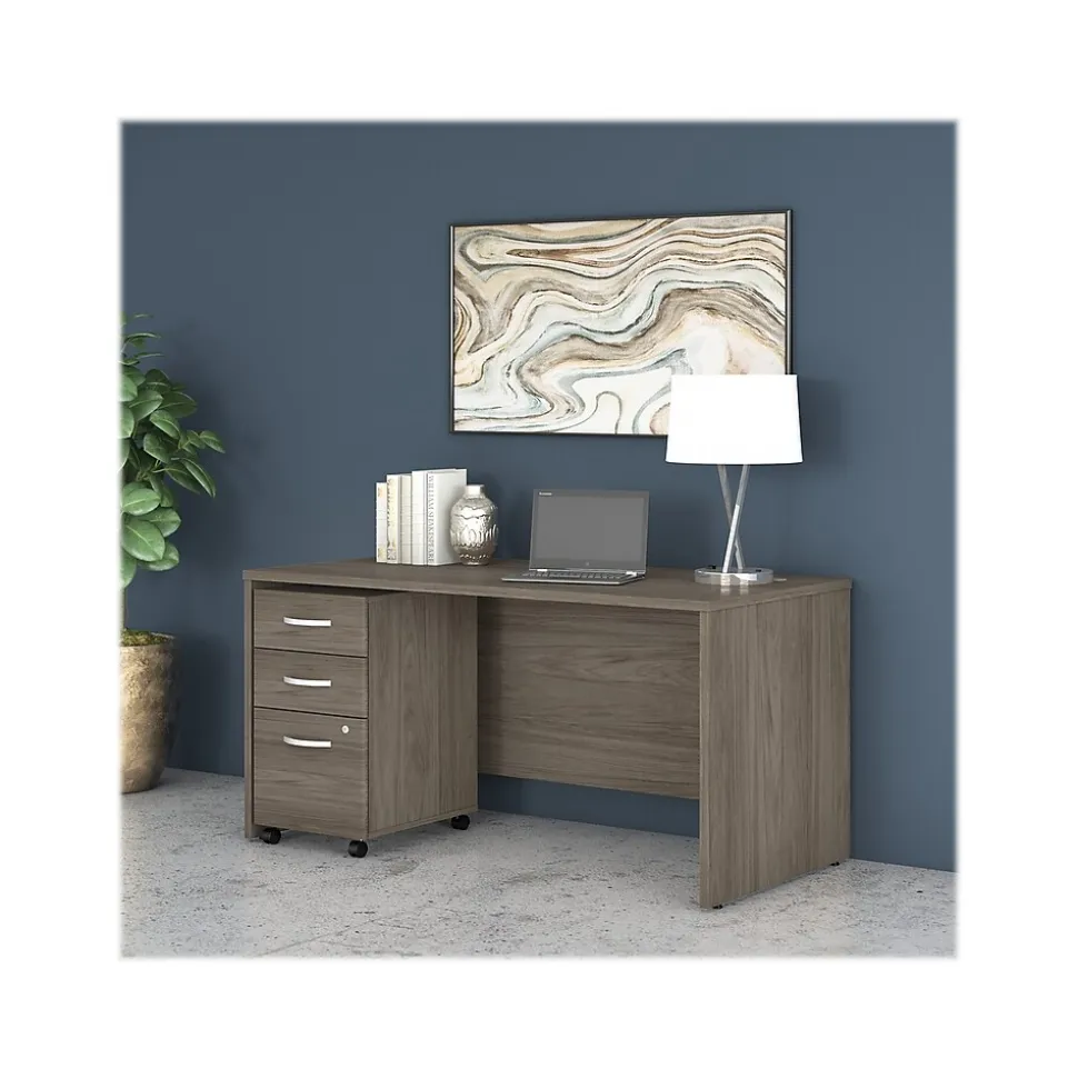 Bush Business Furniture Studio C 60"W Office Desk with Mobile File Cabinet, Modern Hickory (STC014MHSU)