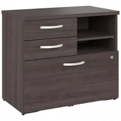 Bush Business Furniture Studio A 26" Office Storage Cabinet with 2 Shelves and Drawers, Storm Gray (SDF130SGSU-Z)