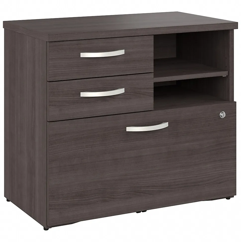 Bush Business Furniture Studio A 26" Office Storage Cabinet with 2 Shelves and Drawers, Storm Gray (SDF130SGSU-Z)