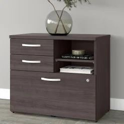 Bush Business Furniture Studio A 26" Office Storage Cabinet with 2 Shelves and Drawers, Storm Gray (SDF130SGSU-Z)