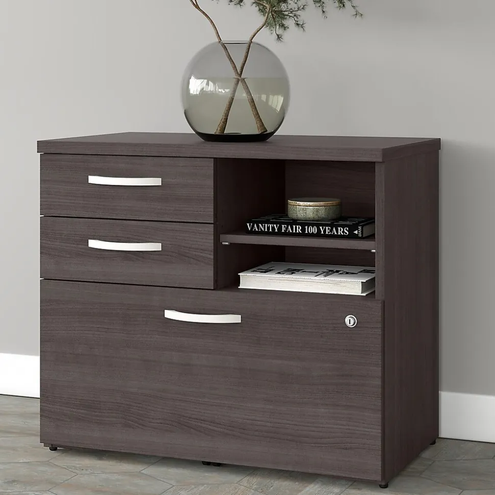 Bush Business Furniture Studio A 26" Office Storage Cabinet with 2 Shelves and Drawers, Storm Gray (SDF130SGSU-Z)