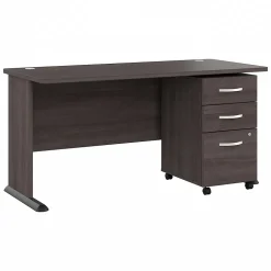 Bush Business Furniture Studio A 60"W Computer Desk with 3 Drawer Mobile File Cabinet, Storm Gray (STA002SGSU)