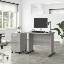 Bush Business Furniture Studio A 36"W Small Computer Desk with 3 Drawer Mobile File Cabinet, Platinum Gray (STA005PGSU)