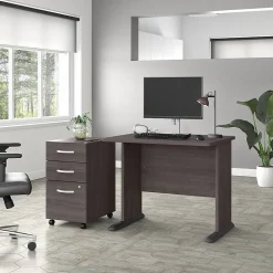 Bush Business Furniture Studio A 36"W Small Computer Desk with 3 Drawer Mobile File Cabinet, Storm Gray (STA005SGSU)