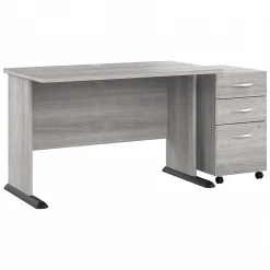 Bush Business Furniture Studio A 48"W Computer Desk with 3 Drawer Mobile File Cabinet, Platinum Gray (STA001PGSU)