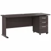 Bush Business Furniture Studio A 72"W Computer Desk with 3 Drawer Mobile File Cabinet, Storm Gray (STA004SGSU)