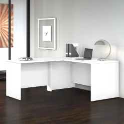 Bush Business Furniture Studio C 60"W L Shaped Desk with Return, White (STC050WH)