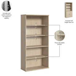 Bush Business Furniture Studio C Tall 5 Shelf Bookcase, Natural Elm (SCB136NE)