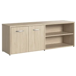 Bush Business Furniture Studio C Low Storage Cabinet with Doors and Shelves, Natural Elm (SCS160NE)