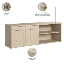 Bush Business Furniture Studio C Low Storage Cabinet with Doors and Shelves, Natural Elm (SCS160NE)