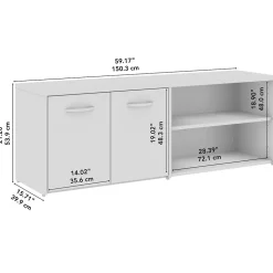 Bush Business Furniture Studio C Low Storage Cabinet with Doors and Shelves, Natural Elm (SCS160NE)