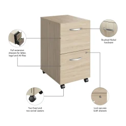 Bush Business Furniture Studio C 2 Drawer Mobile File Cabinet, Natural Elm (SCF116NESU)