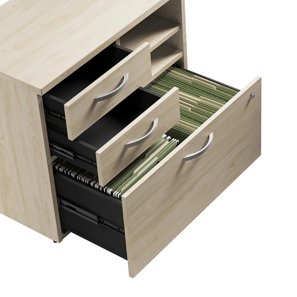 Bush Business Furniture Studio C Office Storage Cabinet with Drawers and Shelves, Natural Elm (SCF130NESU)