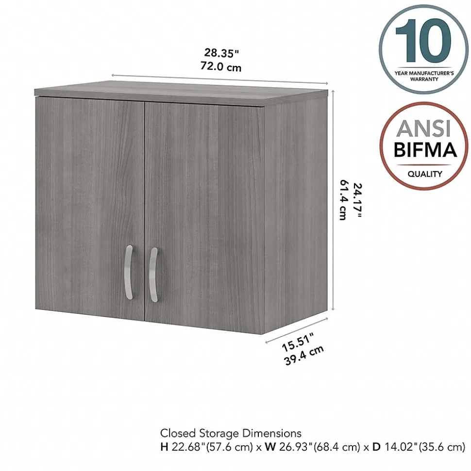 Bush Business Furniture Universal 24" Wall Cabinet with Doors and 2 Shelves, Platinum Gray (UNS428PG)