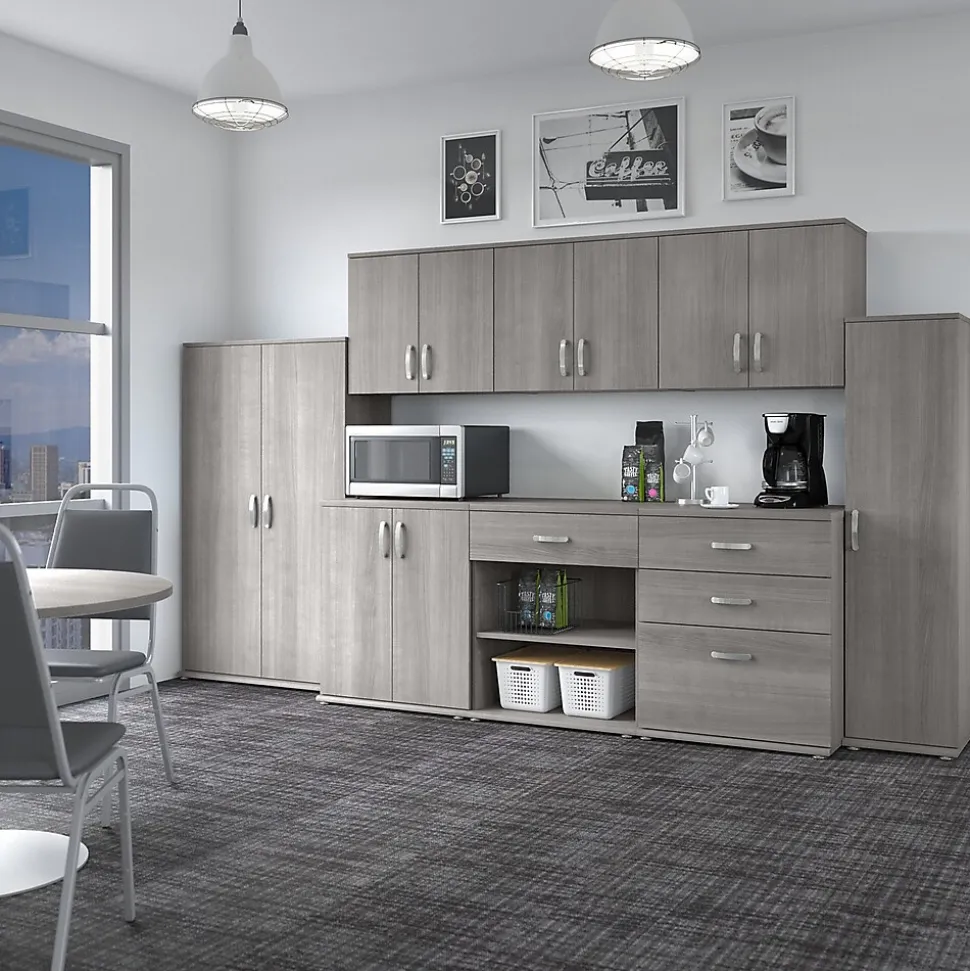 Bush Business Furniture Universal 24" Wall Cabinet with Doors and 2 Shelves, Platinum Gray (UNS428PG)