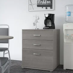 Bush Business Furniture Universal 34" Floor Storage Cabinet with Drawers, Platinum Gray (UNS328PG)