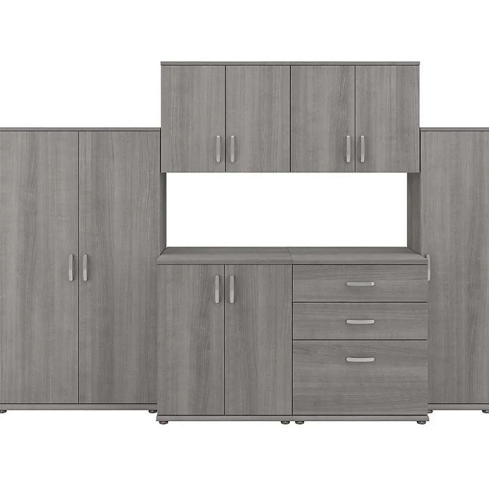 Bush Business Furniture Universal 62" 6-Piece Modular Storage Set with 14 Shelves, Platinum Gray (UNS002PG)