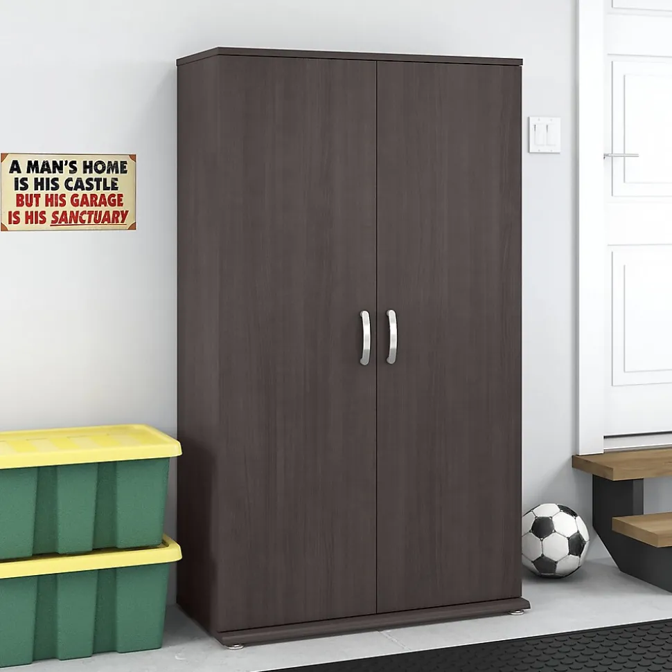 Bush Business Furniture Universal 62" Tall Storage Cabinet with Doors and 5 Shelves, Storm Gray (UNS136SGK)