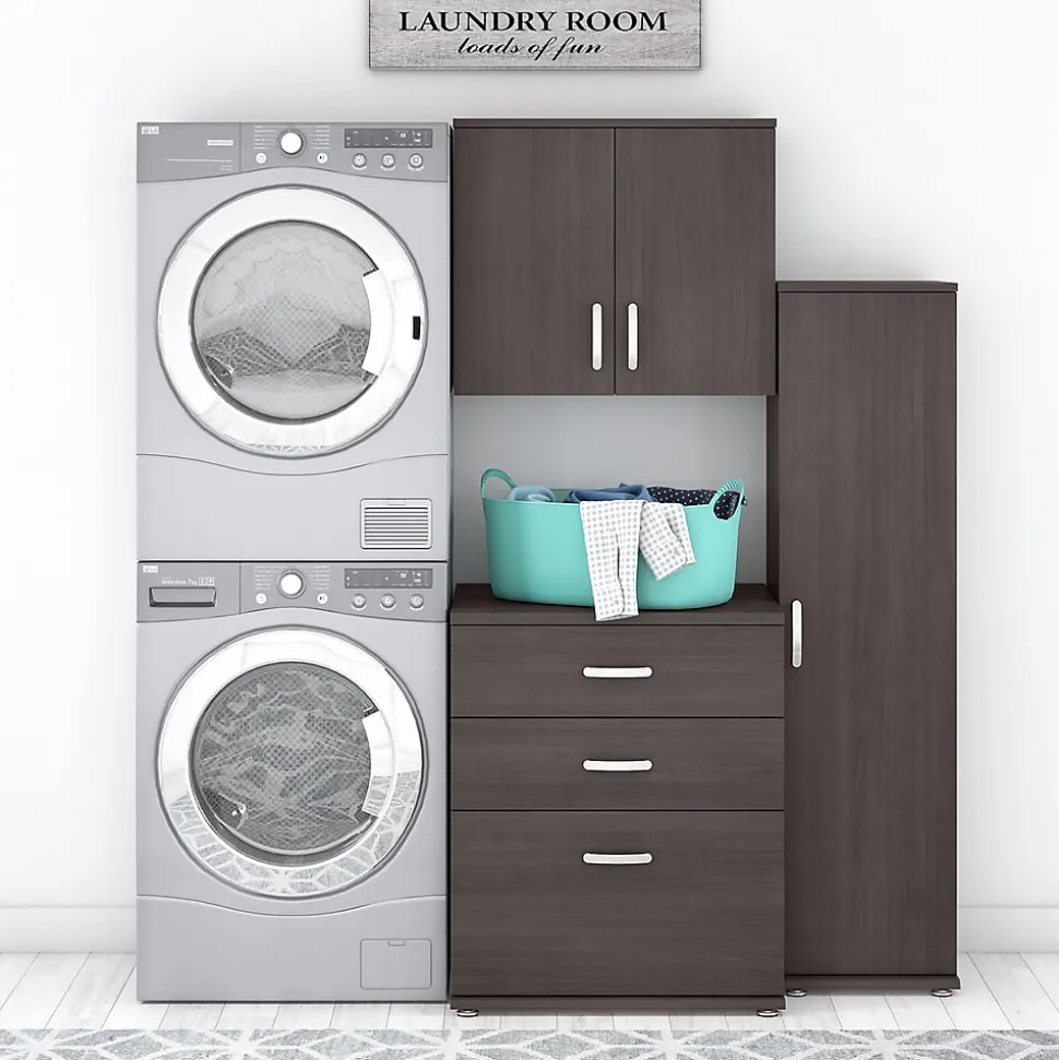 Bush Business Furniture Universal 62" 3-Piece Modular Storage Set with 5 Shelves, Storm Gray (UNS005SG)