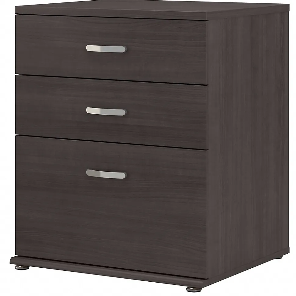 Bush Business Furniture Universal 34" Floor Storage Cabinet with 3 Drawers, Storm Gray (UNS328SG)