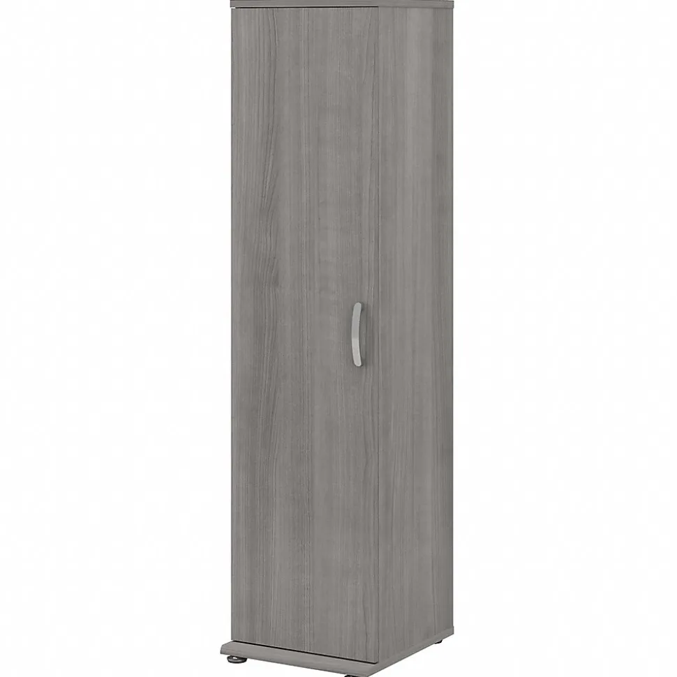 Bush Business Furniture Universal 62" Tall Narrow Storage Cabinet with Door and 3 Shelves, Platinum Gray (UNS116PG)