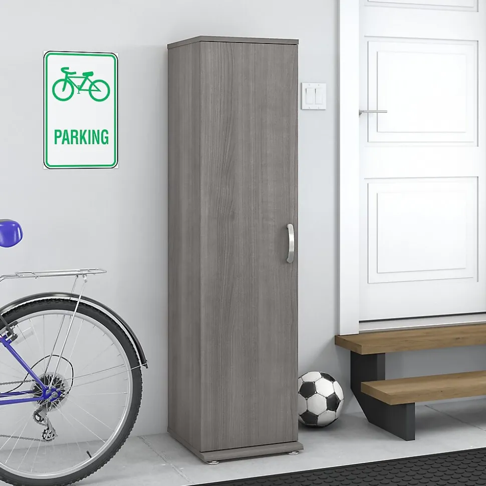 Bush Business Furniture Universal 62" Tall Narrow Storage Cabinet with Door and 3 Shelves, Platinum Gray (UNS116PG)