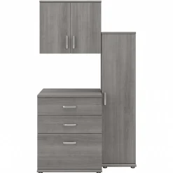 Bush Business Furniture Universal 62" 3-Piece Modular Storage Set with 5 Shelves, Platinum Gray (UNS005PG)