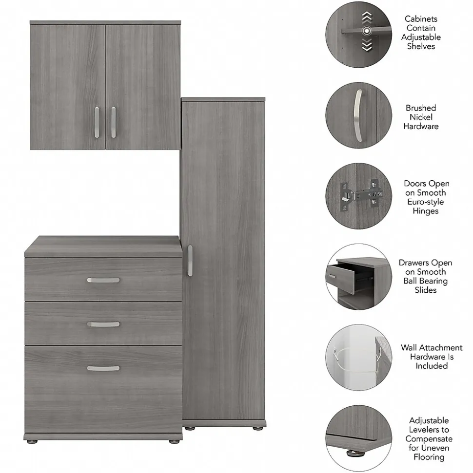 Bush Business Furniture Universal 62" 3-Piece Modular Storage Set with 5 Shelves, Platinum Gray (UNS005PG)
