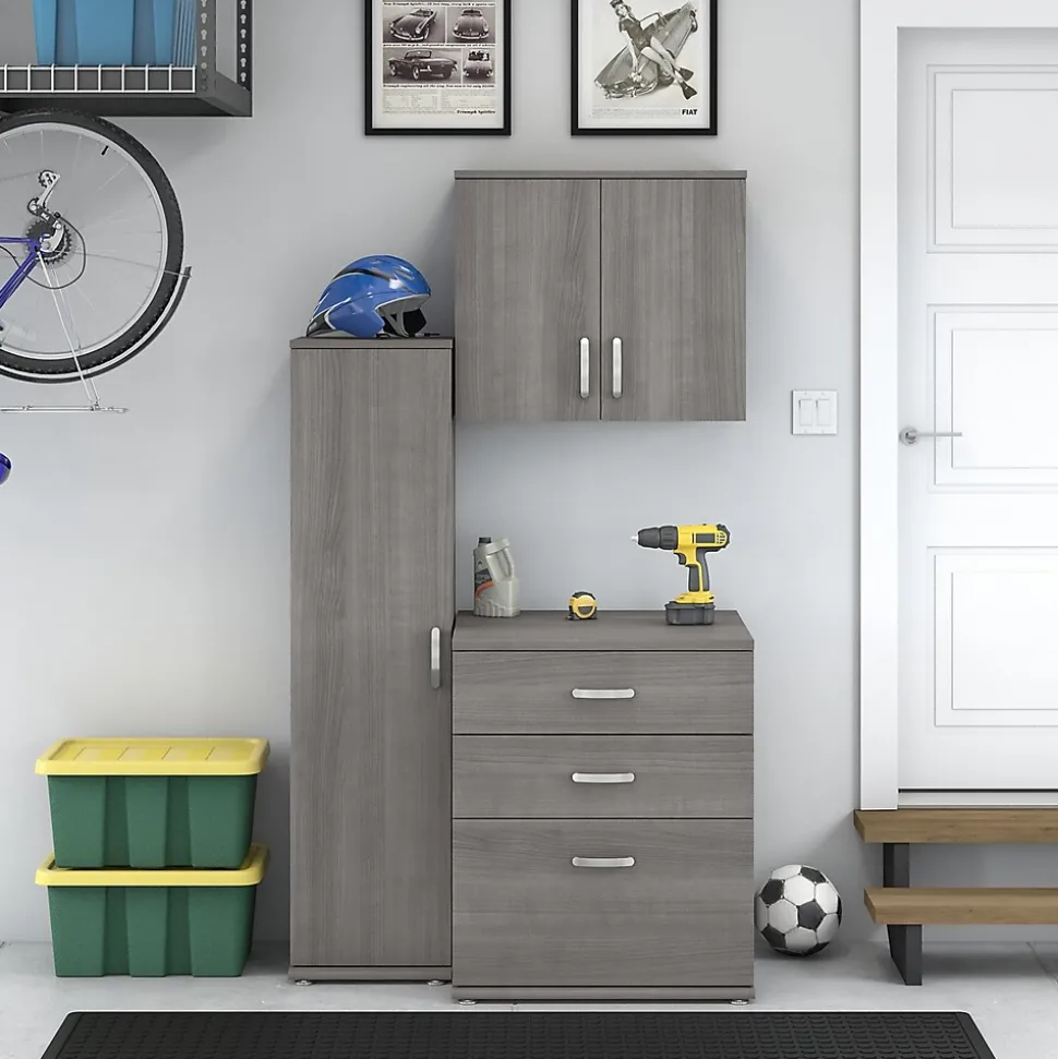 Bush Business Furniture Universal 62" 3-Piece Modular Storage Set with 5 Shelves, Platinum Gray (UNS005PG)